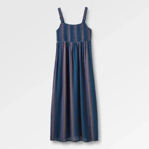 Robe Maxi Tissée Soleis - Rayures Multicolores Denim Foncé