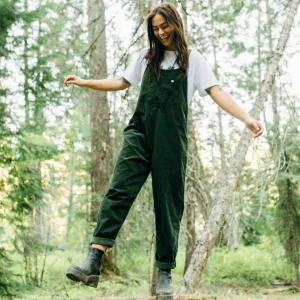 Salopettes en velours côtelé en coton bio Meadows - Fir Tree