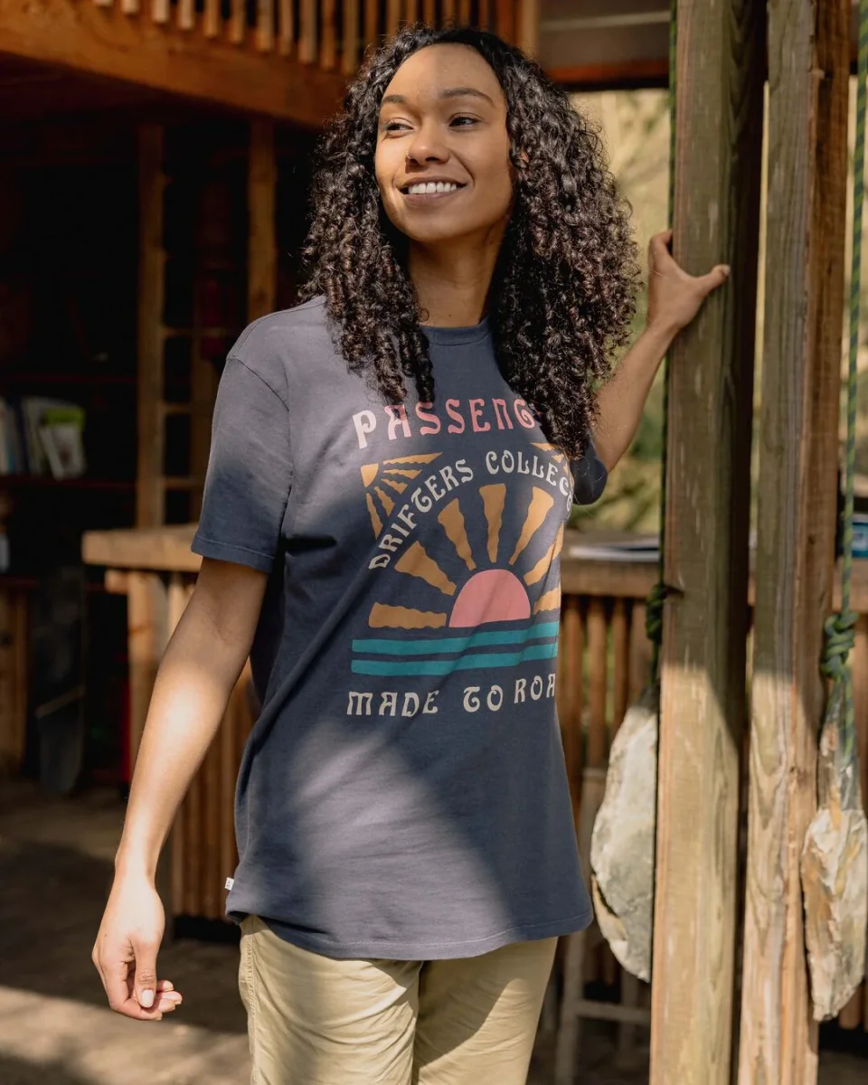 T-shirt en Coton Recyclé Oversize Drifters - Noir Charbon