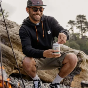 Sweat à Capuche Cliff en Coton Recyclé - Noir