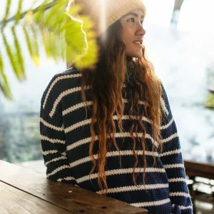 Pull Lakewood en coton bio tricoté - Rayures marine