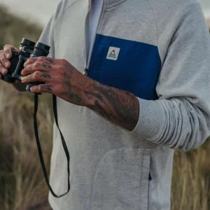 Sweatshirt en coton recyclé 1/4 zip Offgrid - Gris Marl