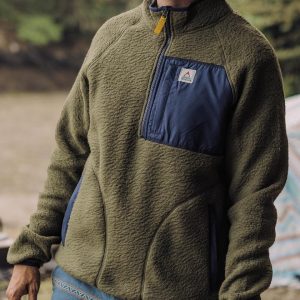 Offgrid 1/4 Zip Recycled Sherpa Fleece - Khaki