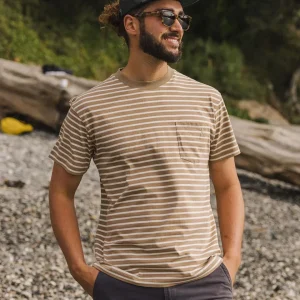 T-shirt coupe décontractée en coton recyclé Zen - Rayures toffee
