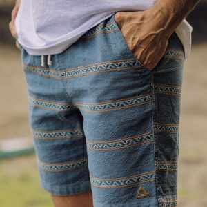 Shorts en Jacquard de Coton Bio Drifter - Rayures Géométriques Méditerranéennes