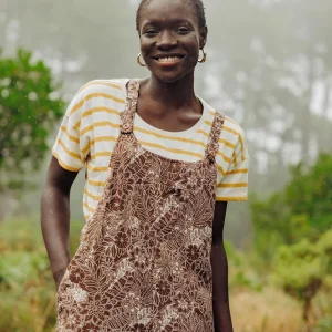 Salopettes Serenity - Motif Floral Marron