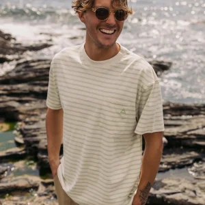 T-shirt coupe décontractée en coton recyclé Zen - rayé vert pomme