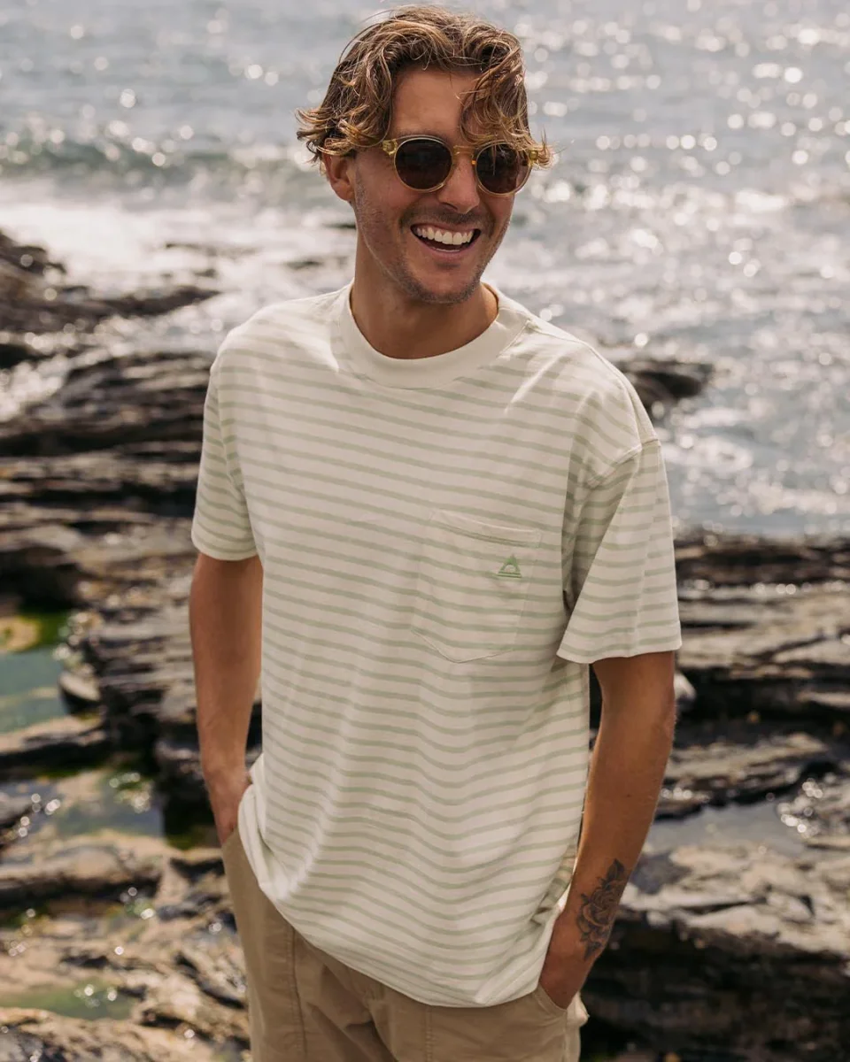 T-shirt coupe décontractée en coton recyclé Zen - rayé vert pomme