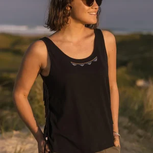 Gilet à Franges en Coton Recyclé Poppy - Noir