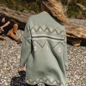 Cardigan en fil recyclé Leif - Pistache