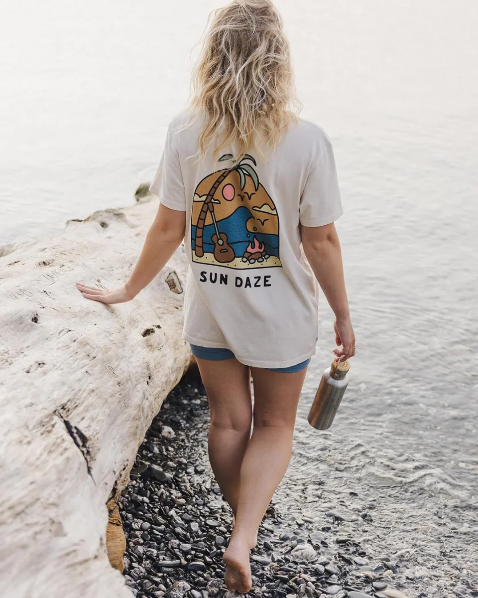 T-shirt Oversize Sundaze en Coton Recyclé - Bouleau