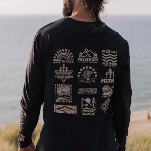 T-shirt à manches longues en coton recyclé Icon - Noir