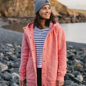 Hoodie matelassé recyclé Clementine à boutons-pression - Rose coquillage