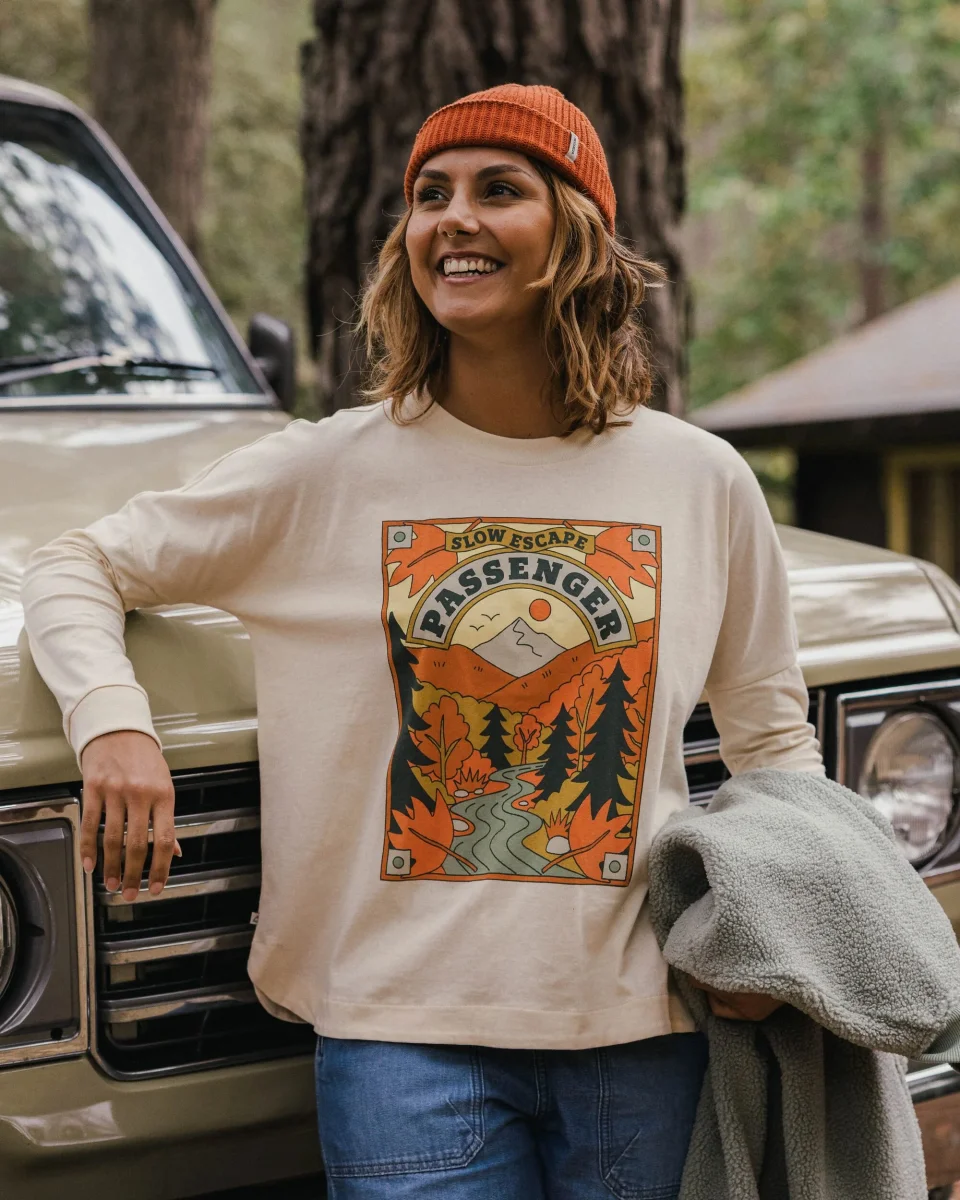 T-shirt manches longues en coton recyclé Rambling - Birch