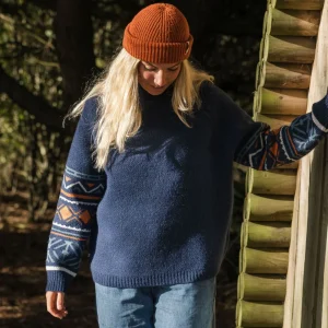 Pull Ambiance Recycled Knitted Jumper - Homespun Stripe Navy