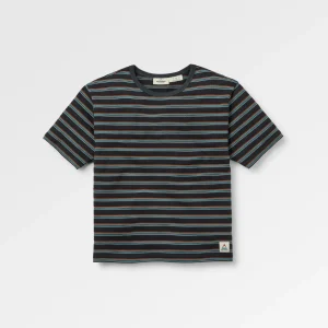 T-shirt en Coton Bio Retro Vibes - Rayures Multicolores Noires