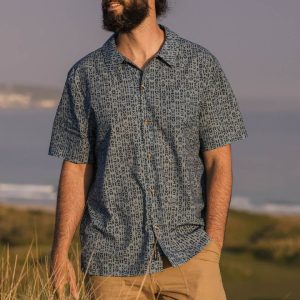 Chemise à Manches Courtes en Coton Bio Cove - Bleu Mini Geo