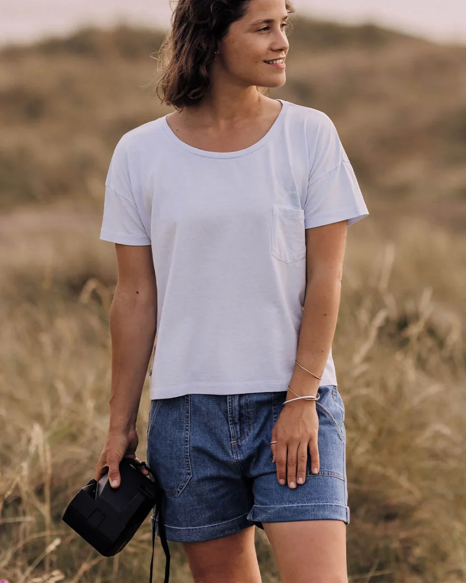 T-shirt en Coton Recyclé Mindful - Bleu Pâle – Image 3