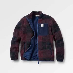 Polaire à Poils Longs en Sherpa Recyclé Trekker - Carreaux Mûre Profonde/Bleu Marine