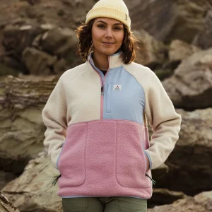 Polaire en Sherpa Recyclé Home - Avoine/Brouillard rose