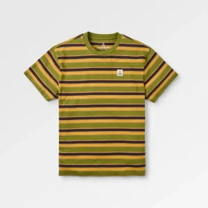 T-shirt coupe décontractée rétro - rayures multicolores kaki