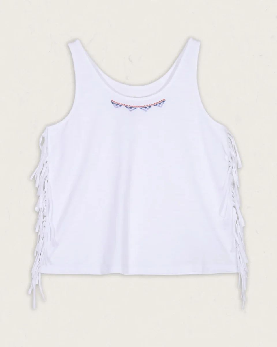 Gilet à Franges en Coton Recyclé Poppy - Blanc – Image 9