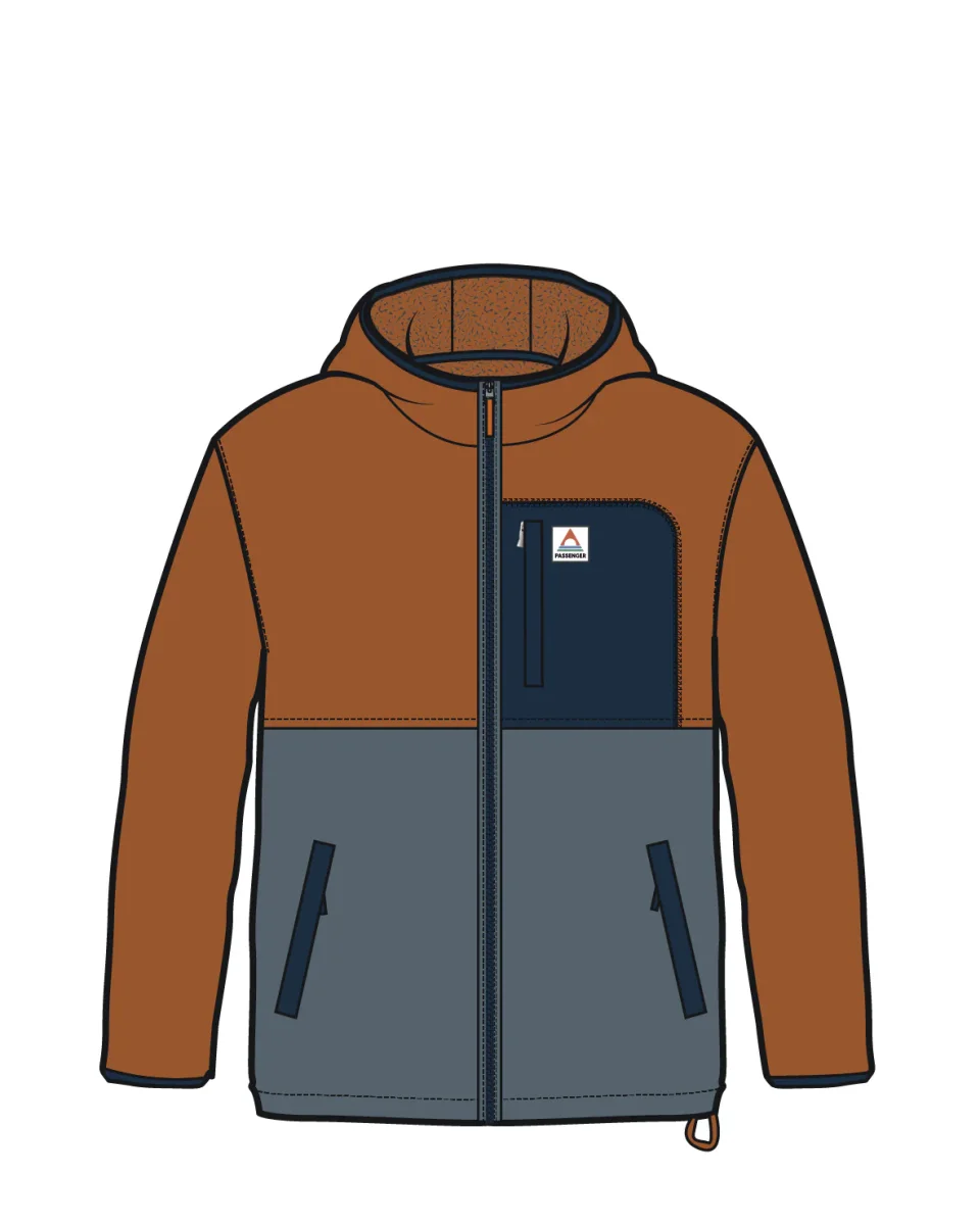 Polaire Recyclée à Capuche Loch - Orange Coucher de Soleil/Gris Orage – Image 6