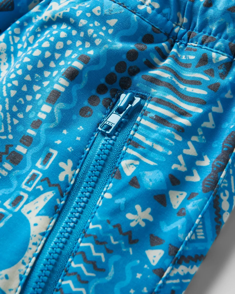 Short polyvalent recyclé Way Out - Patchwork vintage bleu piscine – Image 6