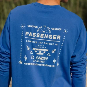 T-shirt Roam Free en coton recyclé à manches longues - Vrai Bleu