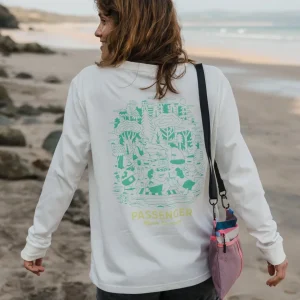 T-shirt manches longues en coton bio oversize Better Outside - Marshmallow