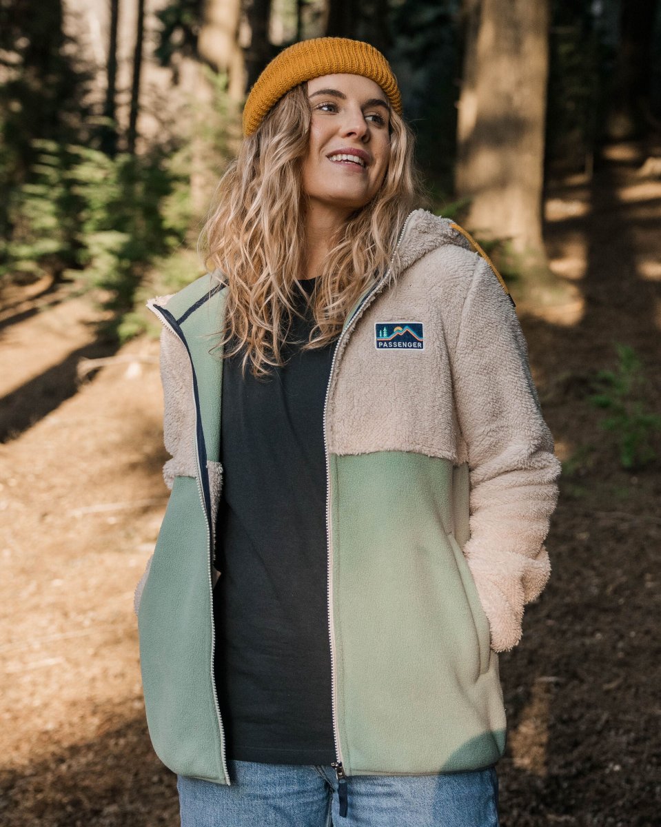 Veste sherpa en polaire recyclée doublée, blanc vintage