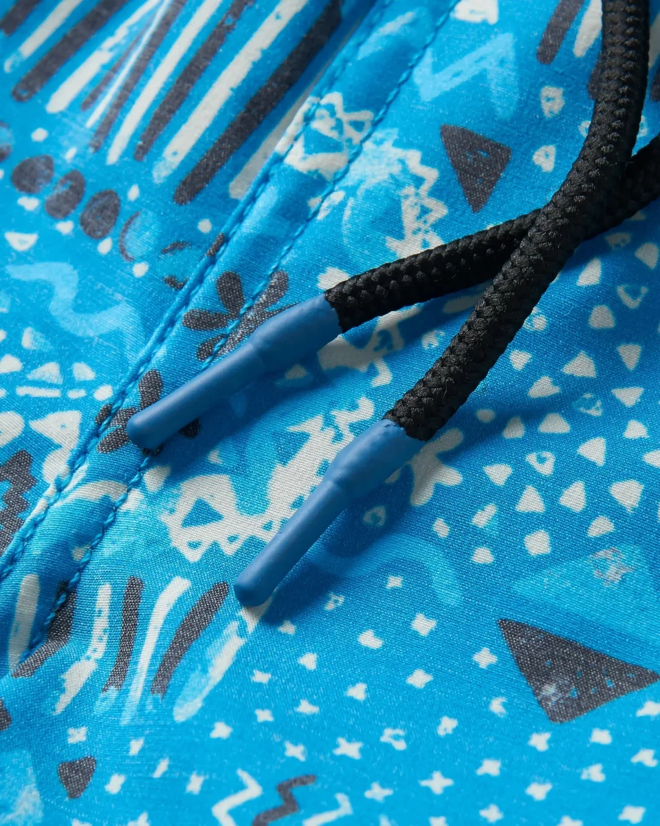 Short polyvalent recyclé Way Out - Patchwork vintage bleu piscine – Image 5