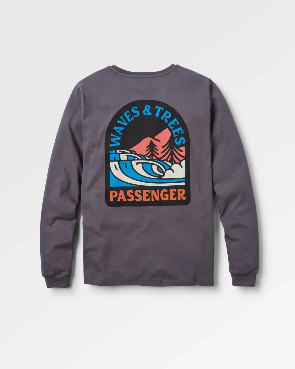 T-shirt manches longues recyclé Waves & Trees - Charcoal – Image 2