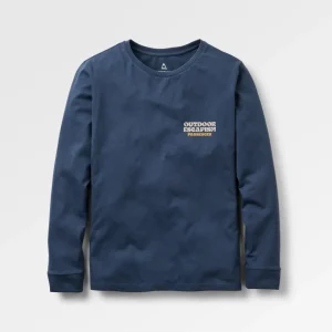 T-shirt manches longues en coton recyclé Patch - Rich Navy