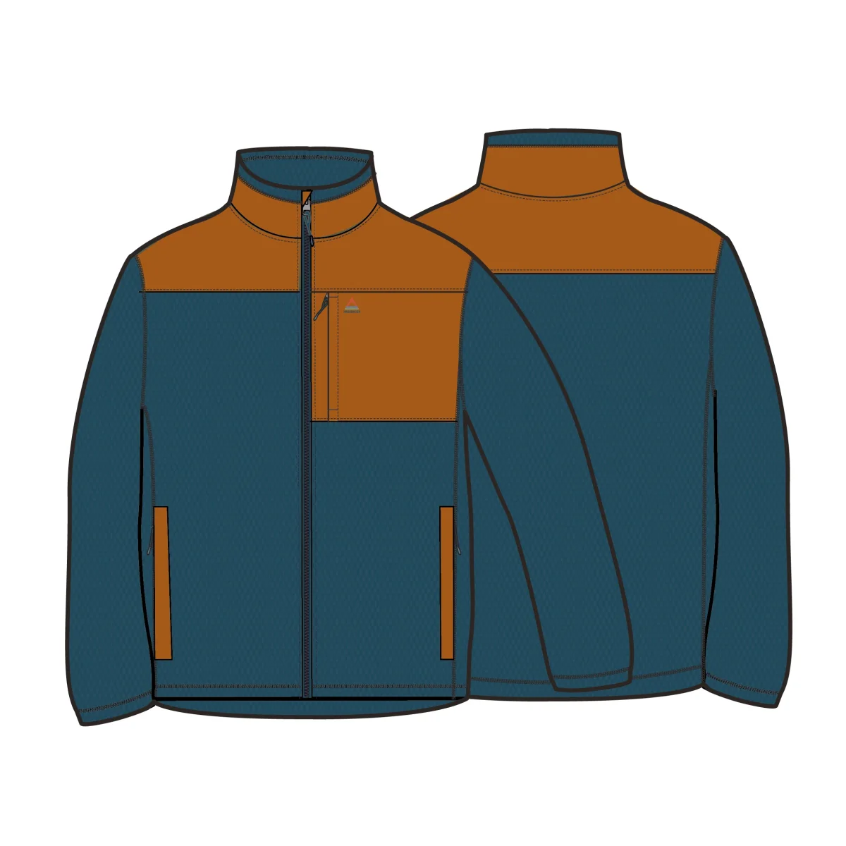 Venturescape Polaire Recyclé pour Hommes - Orange Rétro/Bleu Tidal – Image 6