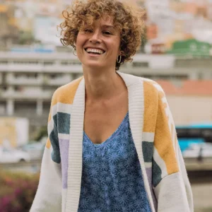 Cardigan Tricoté Recyclé Sunsets - Marshmallow