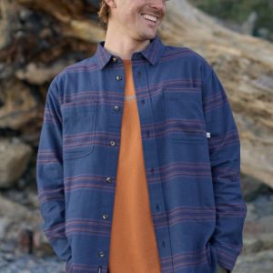 Chemise légère à rayures Backcountry - Rayures bleu marine riche/prune profond