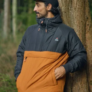 Anorak isolant recyclé Oceanic - Noir/Orange rétro