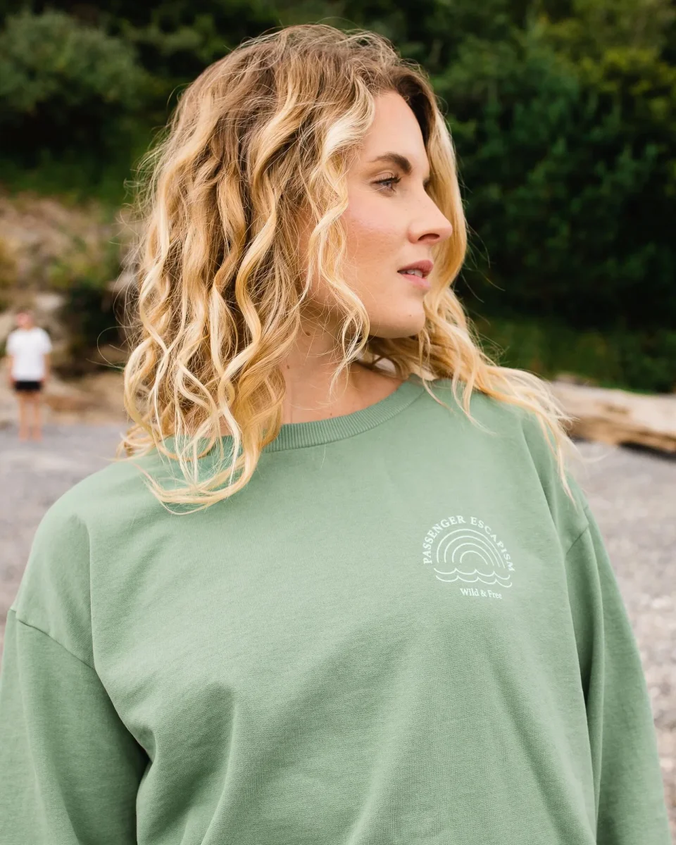 Sweatshirt Oversize en Coton Recyclé Arc-en-Ciel - Dark Ivy – Image 6