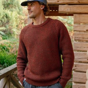 Pull recyclé en maille - Ocre rouge