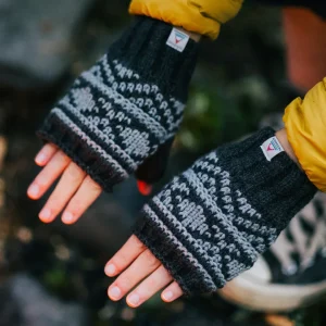 Moufles sans doigts doublées en polaire recyclée Lily - Noir