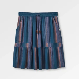 Jupe Tissée EcoVero Dew - Rayures Multicolores Denim Foncé