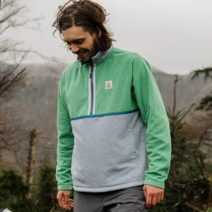 Polaire Recyclée à Carreaux Overlook - Vert Fôret/Gris Chiné