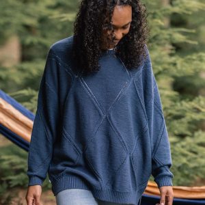 Pull bio oversize tricoté - Denim Foncé