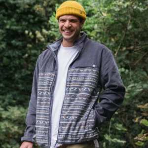 Polaire recyclée Somewhere - Motifs géo charbon