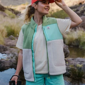 Gilet Sherpa Recyclé Fairbanks - Vert Tige/Blanc Vintage