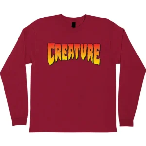Creature Skateboards Longsleeve Shirt Logo Burgundy/Red