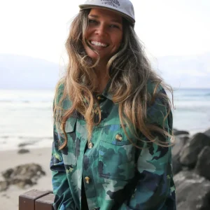 Chemise bio à manches longues Coral - Alpine Camo Rain Forest