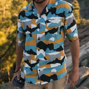 Chemise Texturée en Coton Bio Cove - Patchwork Vista Arctique