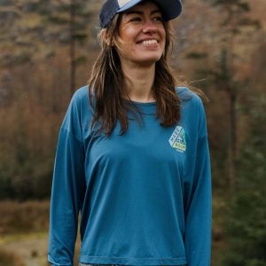 T-shirt à manches longues recyclé Chakra Tie Back Active - Bleu Acier